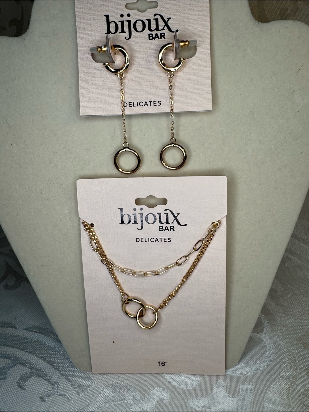 New Bijoux Bar Gold-Tone Delicate “O” Necklace & Earrings Set